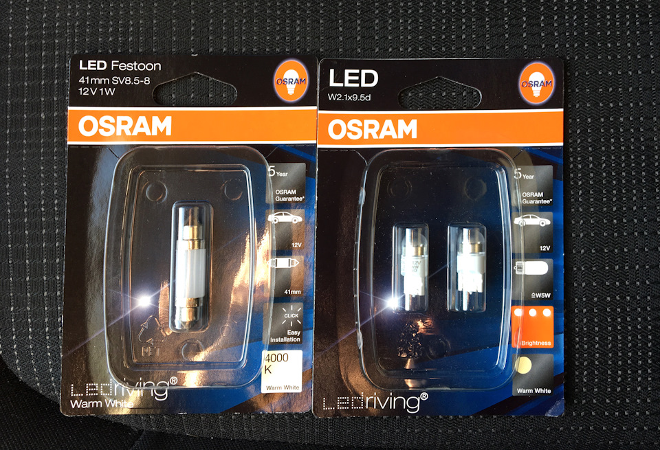 LED Osram у плафон салону та габарити 1