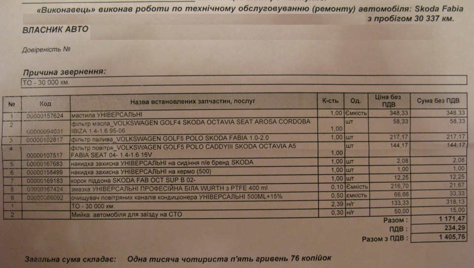 Друге планове ТО 1