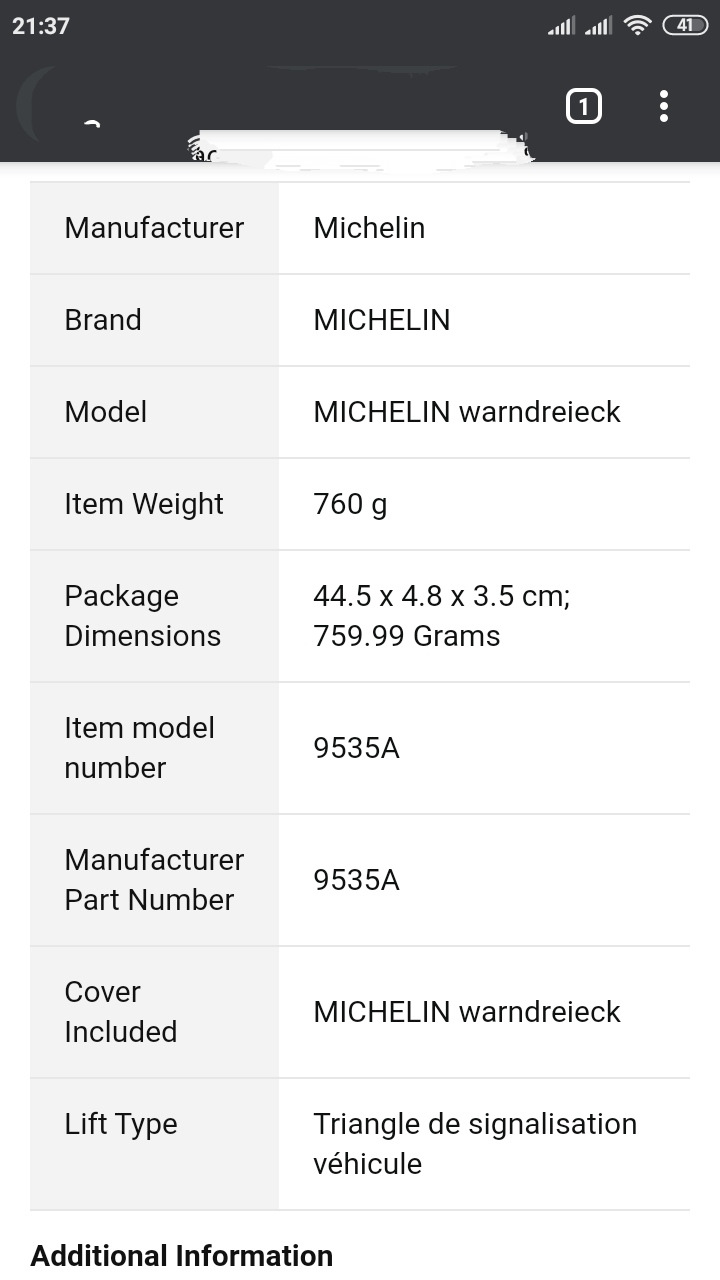 Знак аварійної зупинки Michelin 1
