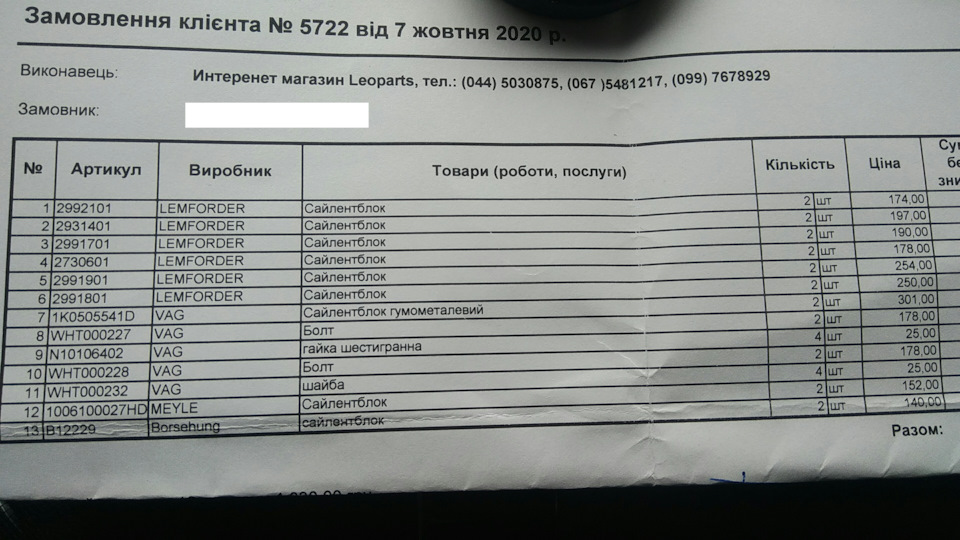 Заміна всіх сайлентблоків ходової частини Skoda Octavia A5 2