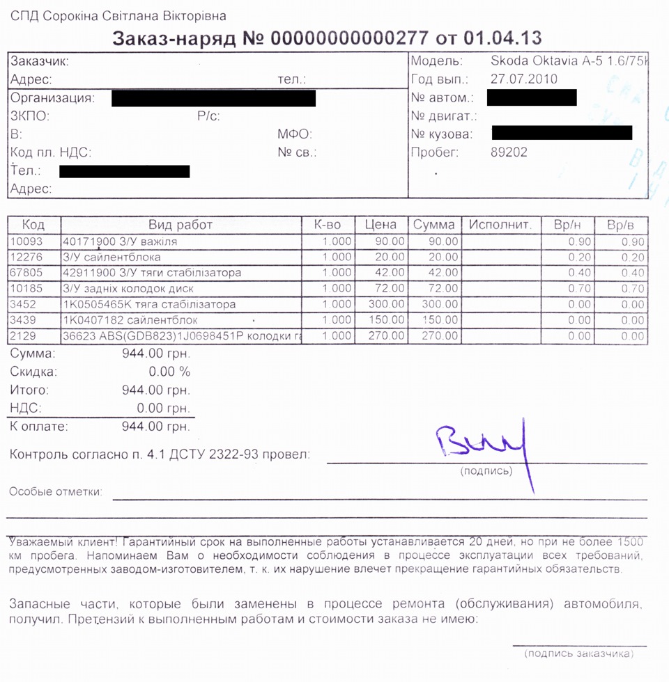 Ну от і настав час зробити ТО на 90 тис. 2
