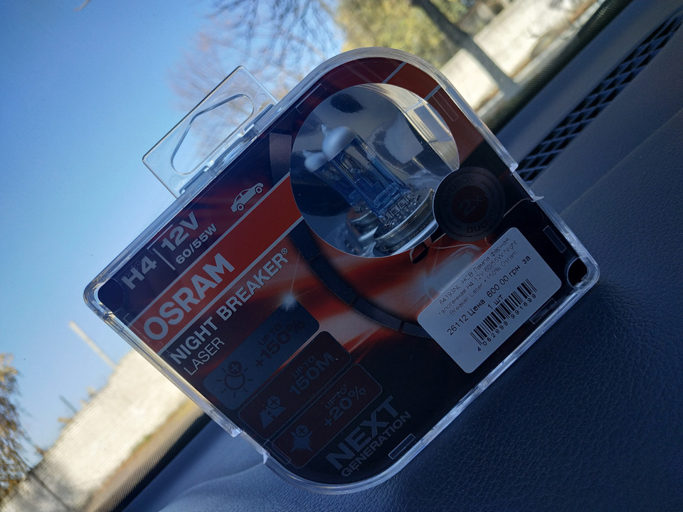 Заміна ламп головного світла на Osram H4 night breaker laser +150 5