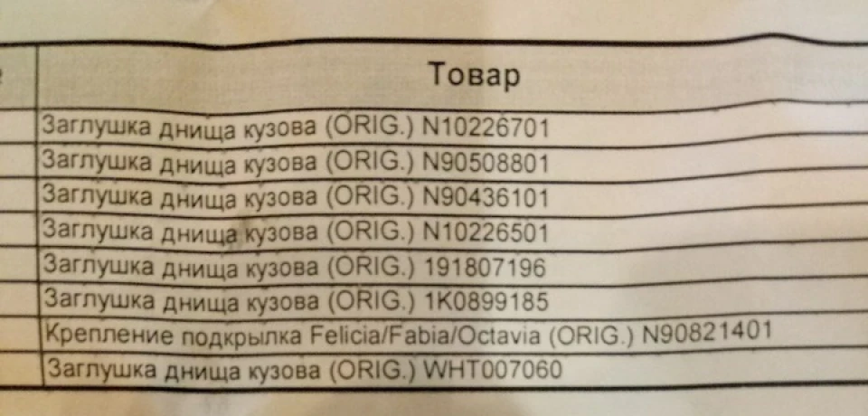 Всі дрібниці ... (подушки, заглушки, кришка омивача)