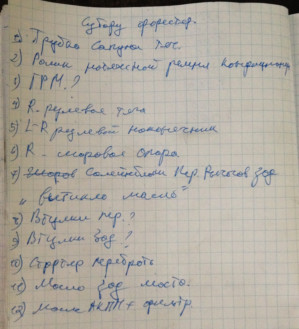 Перші враження та перше ТО Forester. Замовлення перших запчастин 2