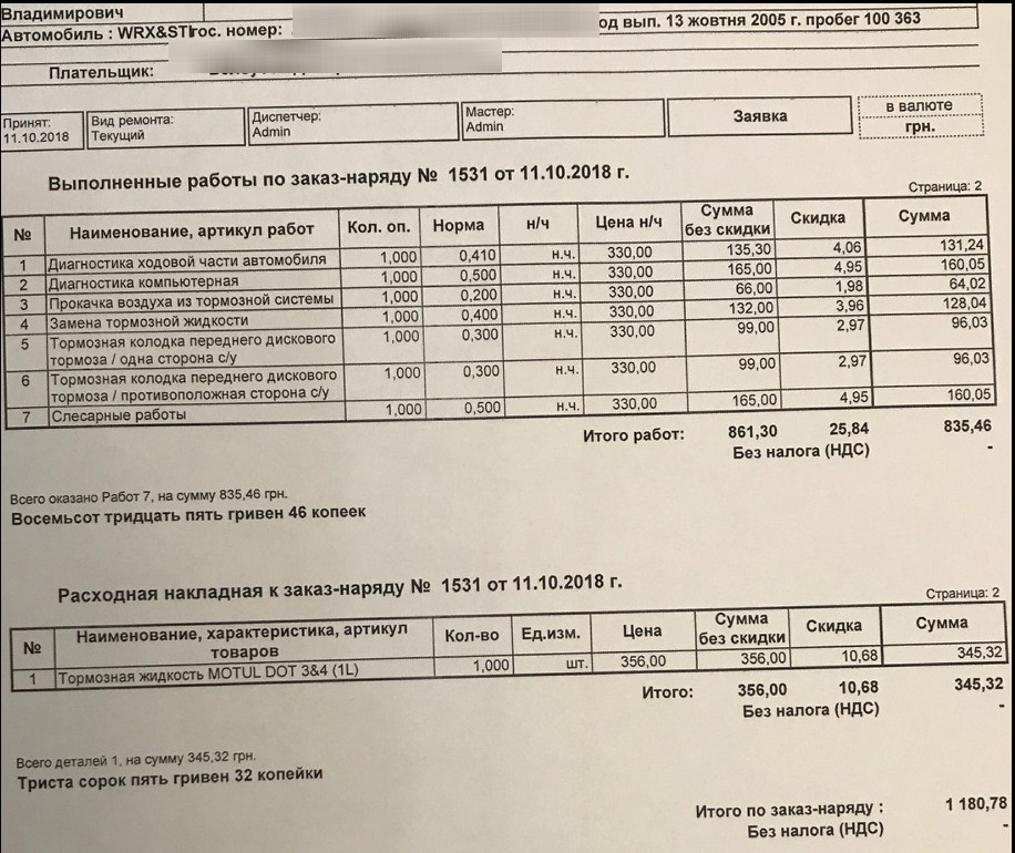 Діагностика ходової, прокачування гальм 1