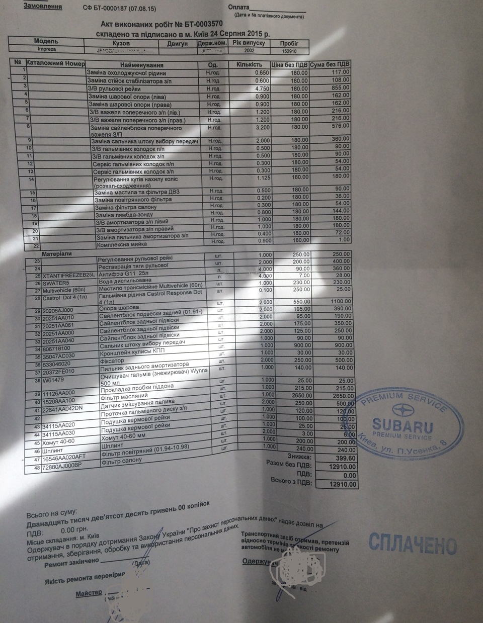 Установка сигналізації, доводчиків, ремонти по ходовій, заміна мастила 4