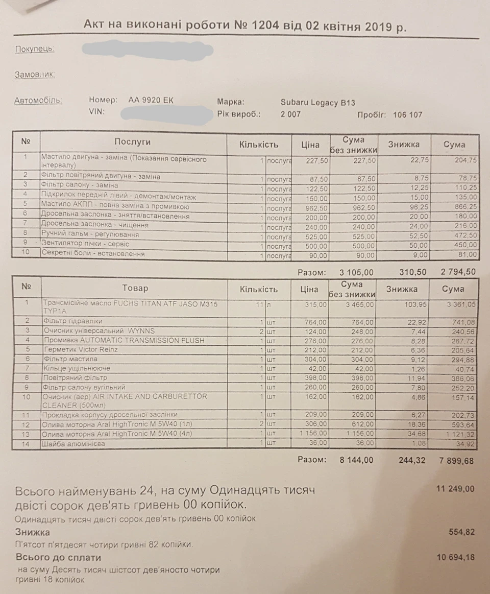 ТО після покупки
