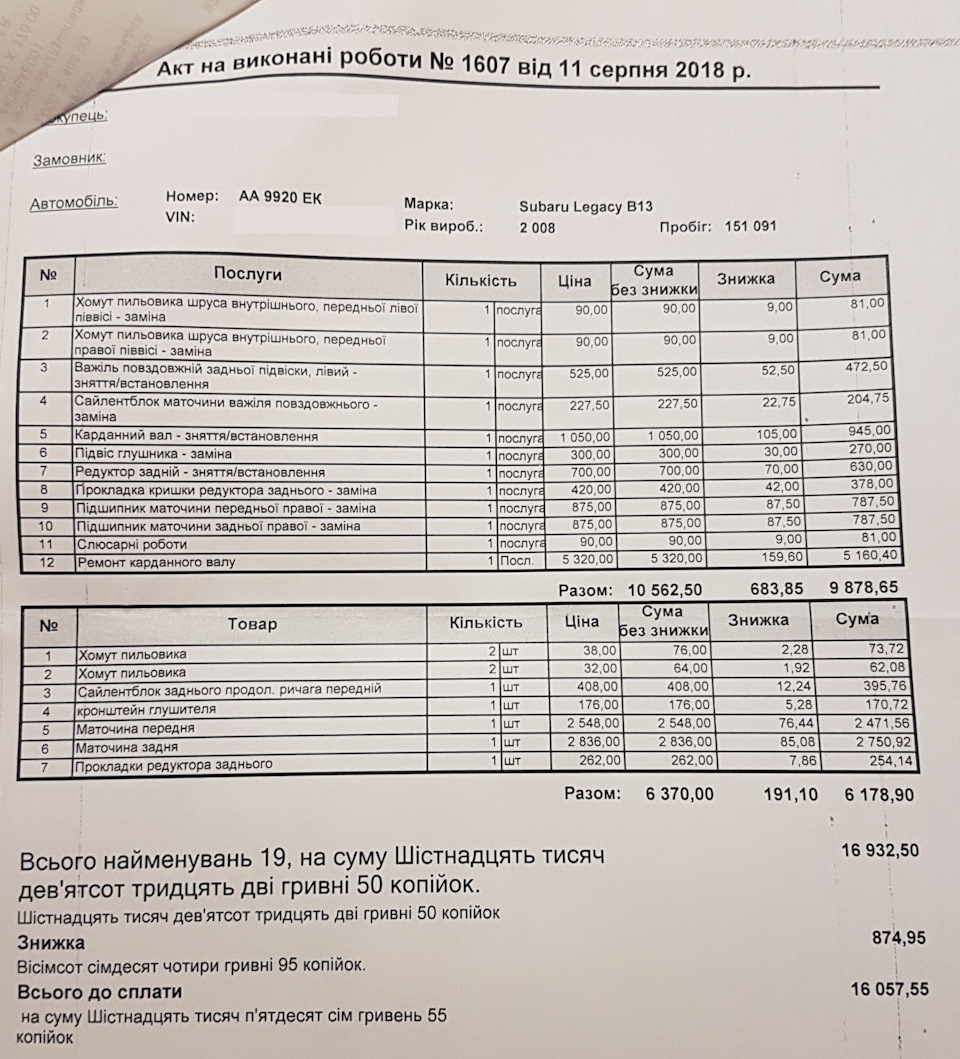 Заміна маточок і перебирання кардана 1