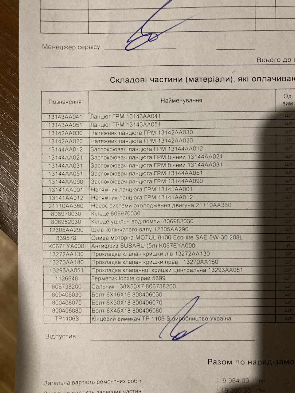 Заміна ланцюгів ГРМ, чищення форсунок, регулювання зазорів клапанів 1