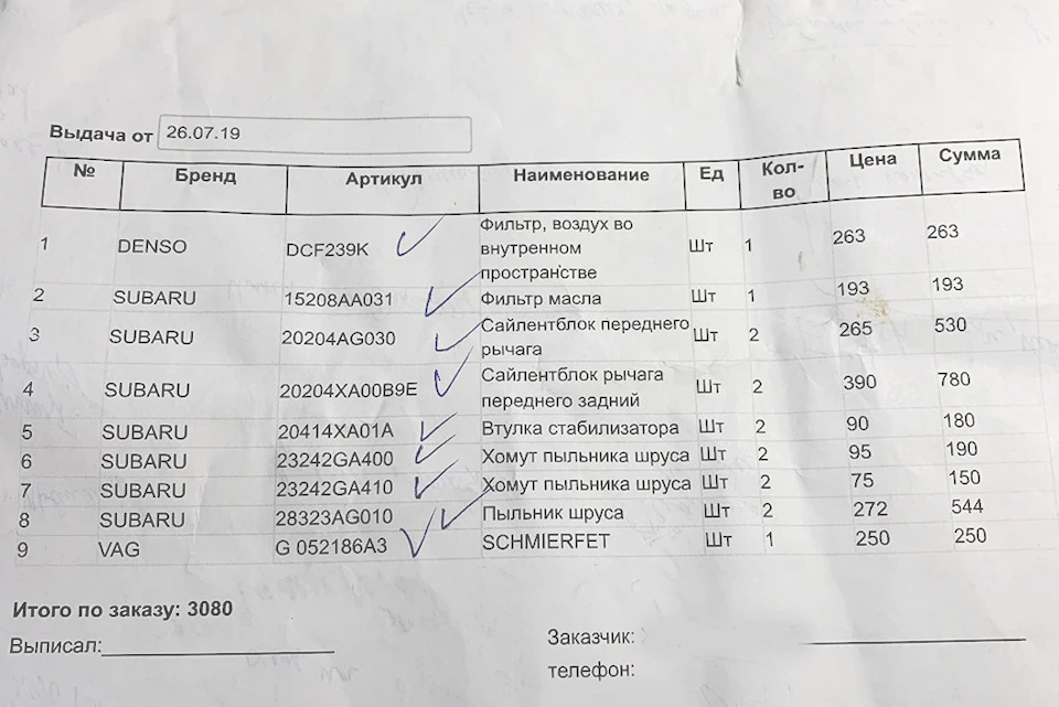 Перше глобальне ТО після покупки - ходова, масло, пильовики.