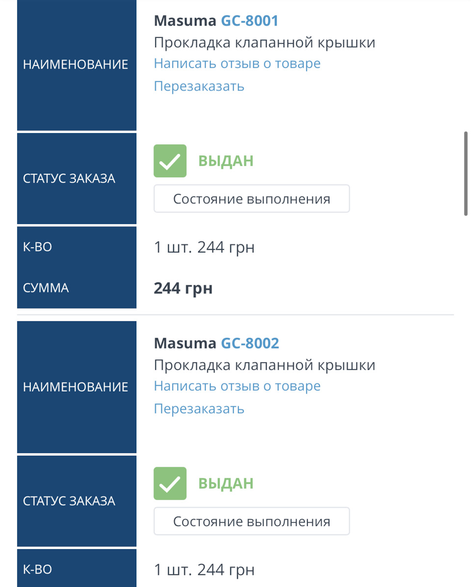 Прокладка клапанної кришки / жабка / передні колодки 5