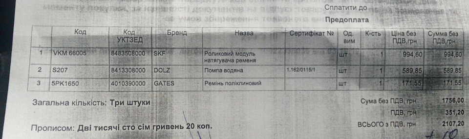 Заміна ланцюгів та помпи.