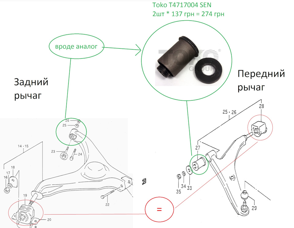 Запчастини задньої підвіски 2