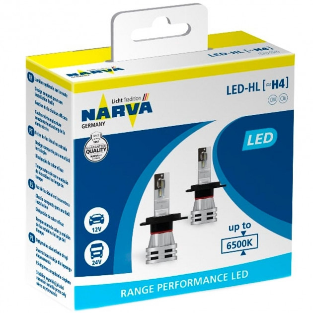 Установка LED ламп головного світла Narva Range Performance H4 1