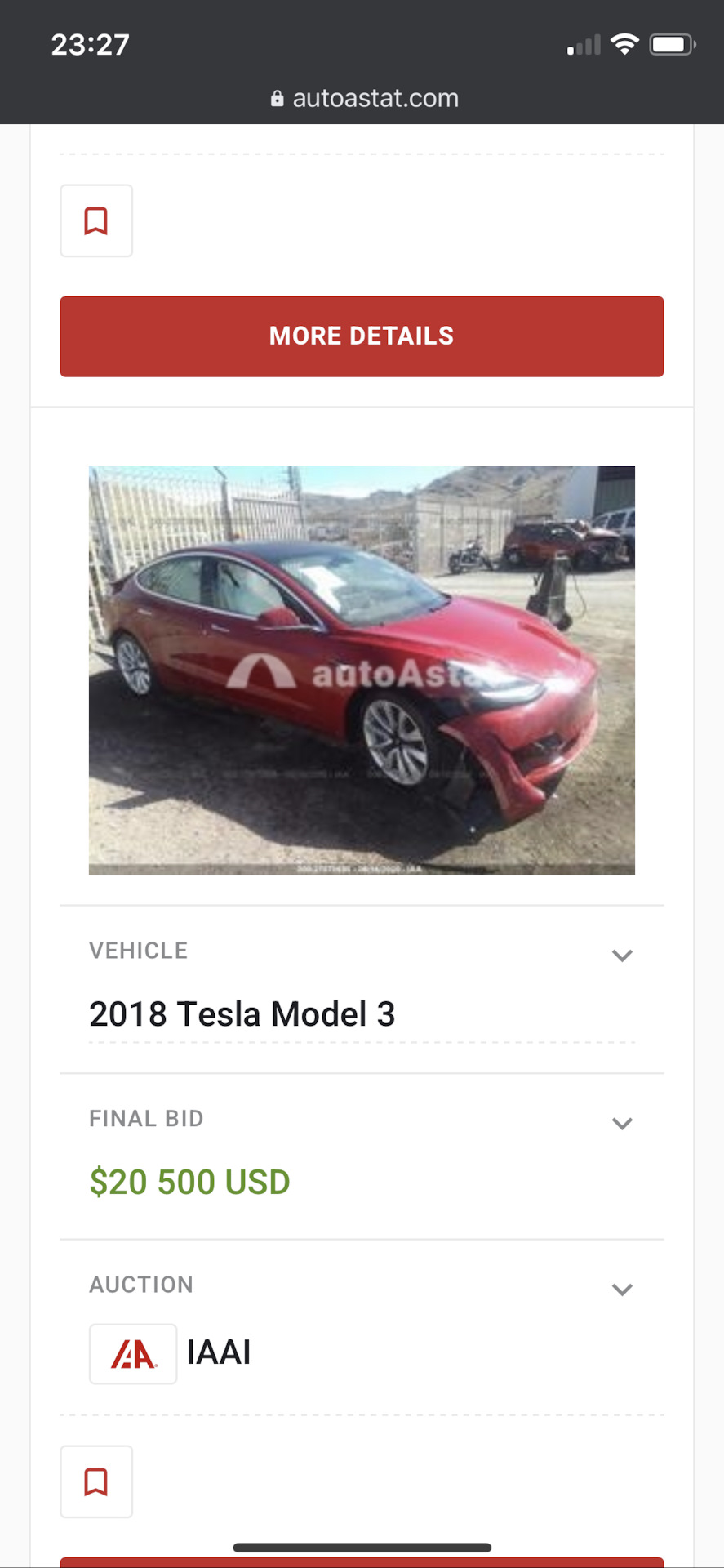 Середня вартість Model 3 у США 3