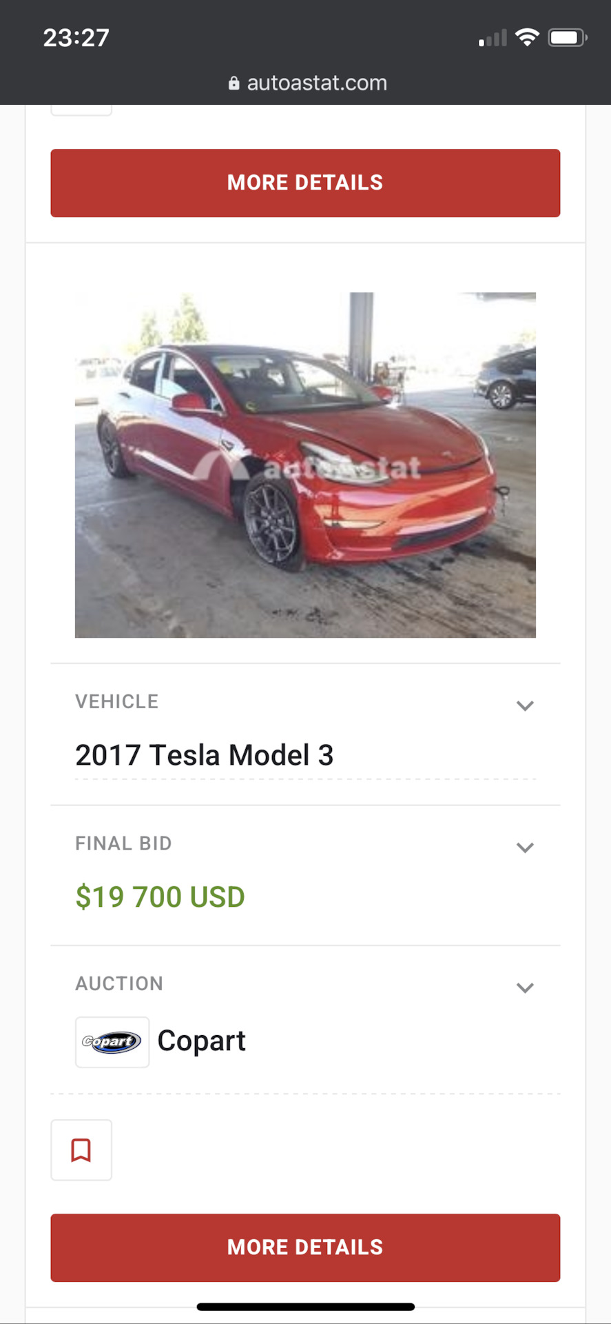 Середня вартість Model 3 у США 2