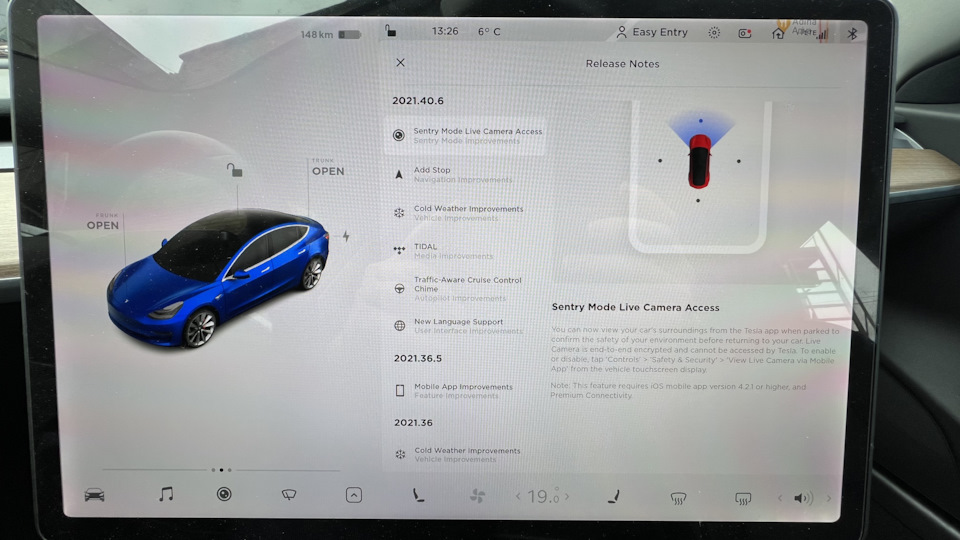 Довгоочікуваний апдейт Sentry Mode Live Camera Access 2021.40.6 1