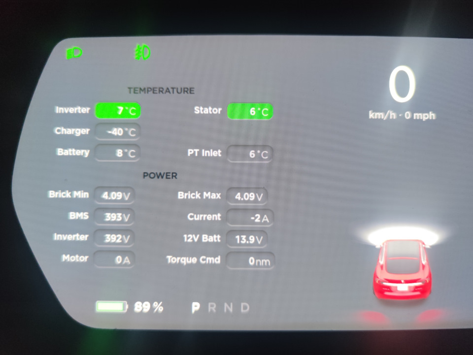21) Tesla. Відображення датчика температури та вольтажу. 1