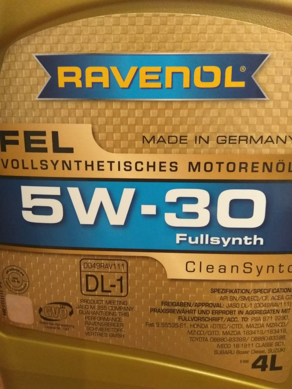 Привіт масло Ravenol, поки масло Toyota 4