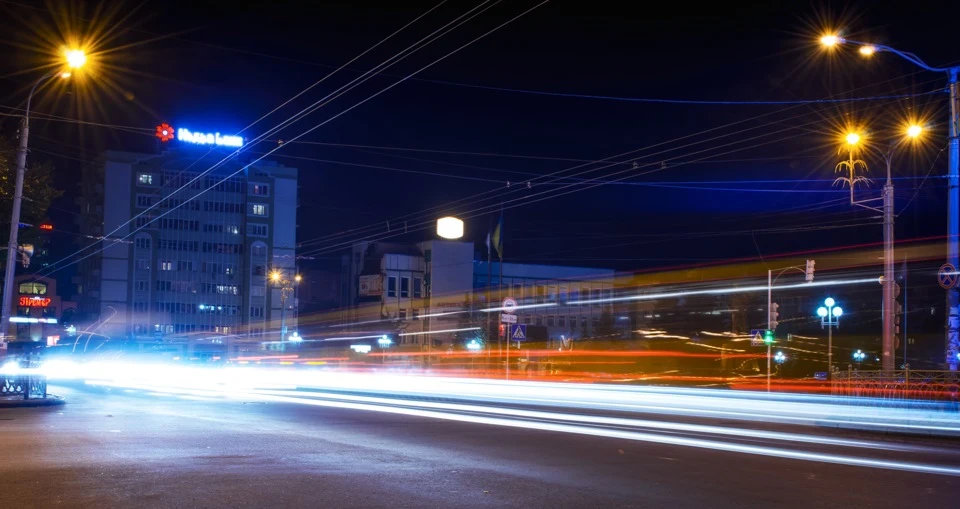 Night Photos of Rivne and my Avensis)