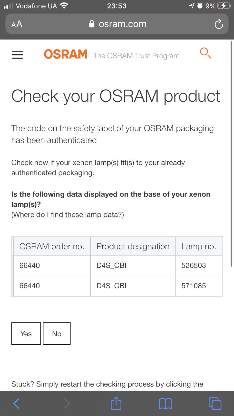 Osram xenarc CBI 6000k 1