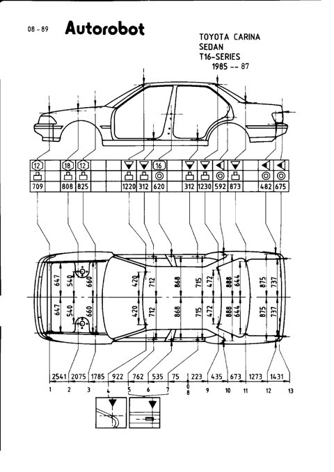 Кузовні розміри Toyota Carina ED ST160/ST182-183/ST200-205 1