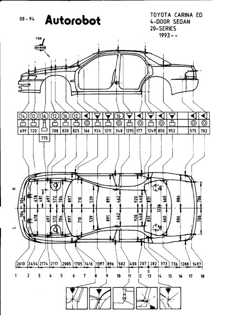 Кузовні розміри Toyota Carina ED ST160/ST182-183/ST200-205 5