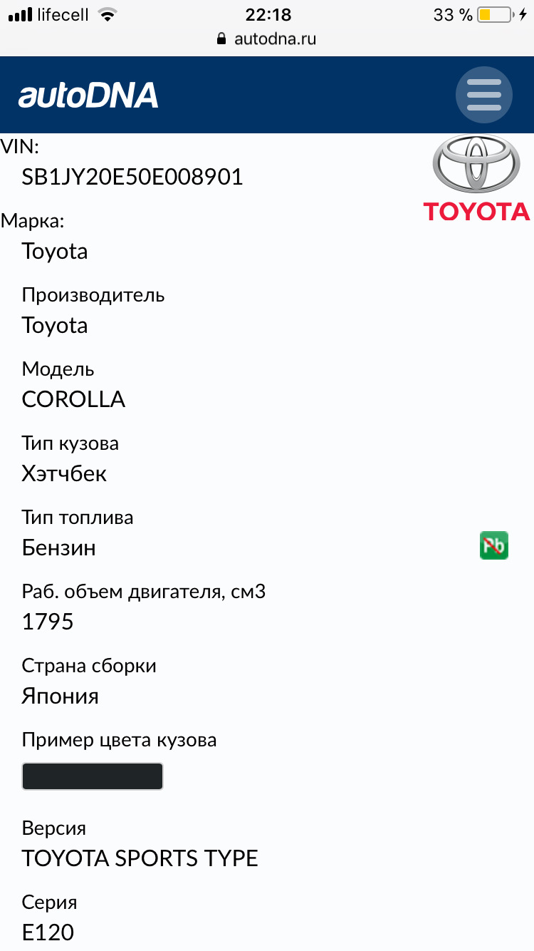 Розшифрування мого VIN-коду 1