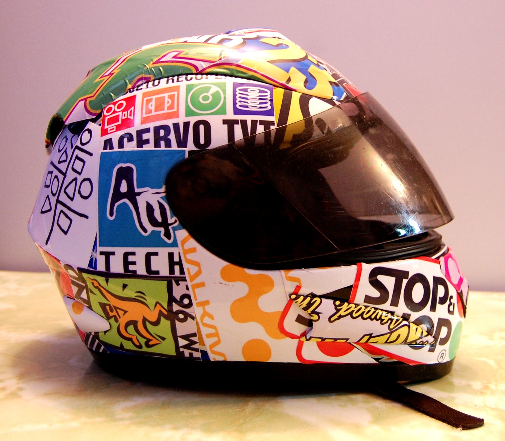 Stickerboombed Helmet 1