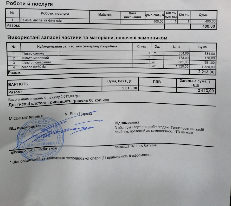 Чергове планове ТО 5