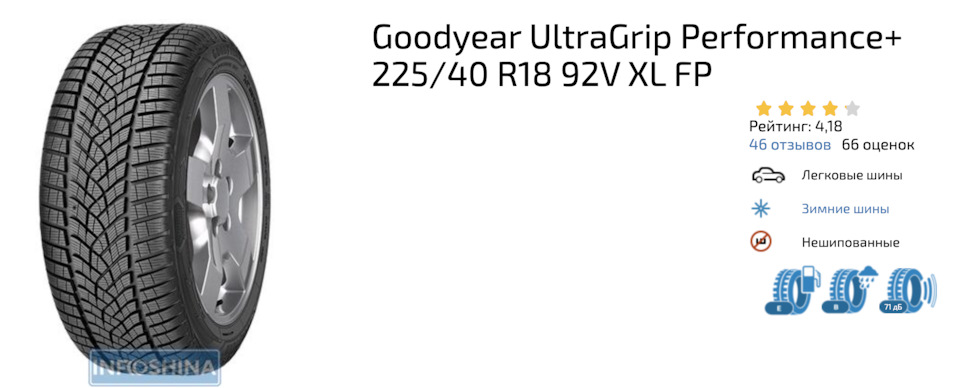 Нова зимова гума Goodyear UltraGrip Performance+ 225/40 R18 92V XL FP 1