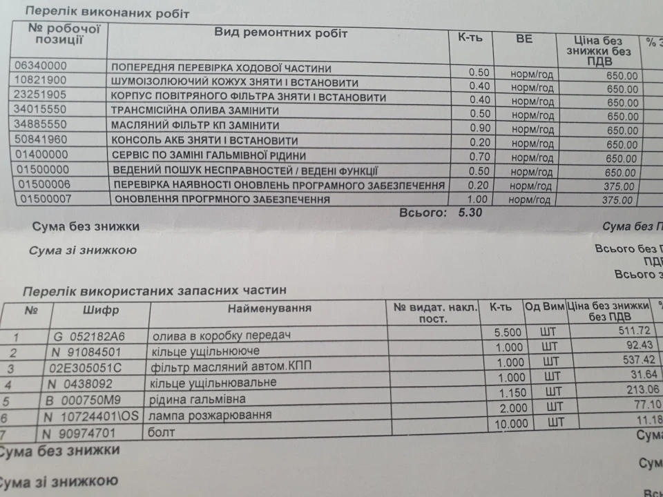 Заміна мастила в АКПП DSG6