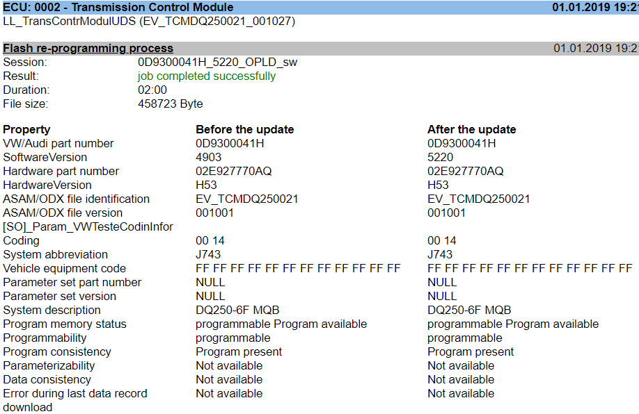 DSG DQ250 software update 1