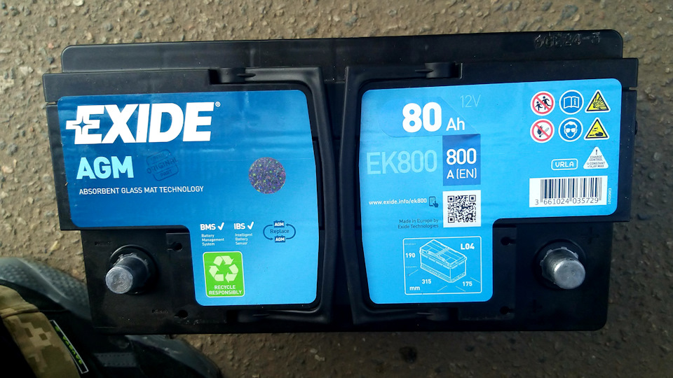 Акумулятор EXIDE 6СТ-80 START-STOP AGM EK800 5