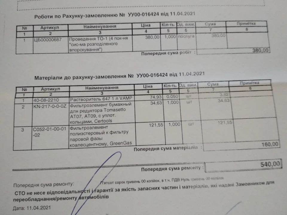 Газове ТО-1 і невеликі неприємності.