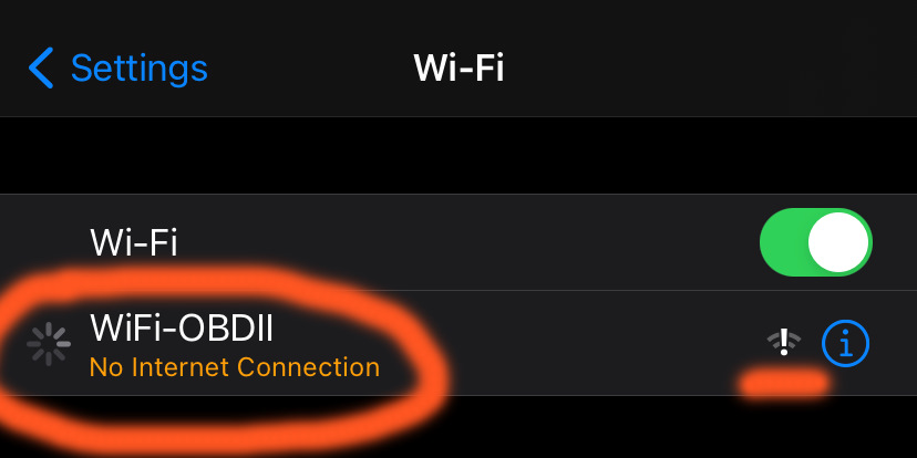 Wifi-obd2 сканер та Iphone - що робити якщо не підключається до wifi мережі сканера 1