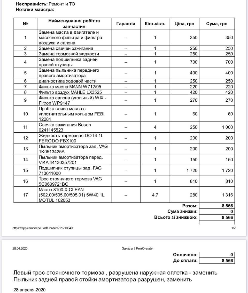 Перше ТО після Америки. 40 000 миль. 1