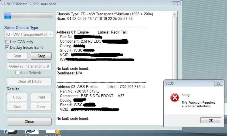 VCDS/VAG-COM 12.12 Sorry!