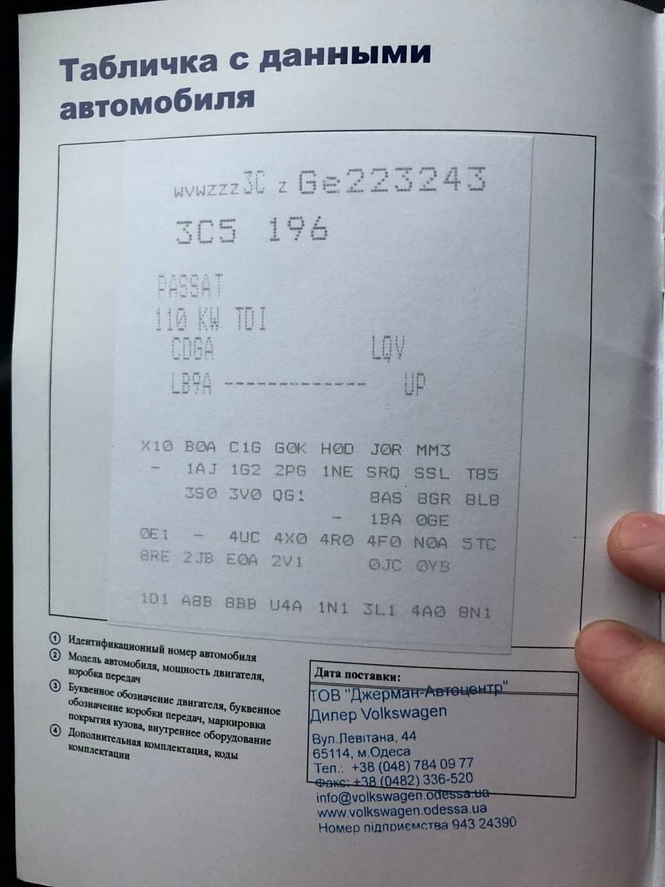 пост болю - підбір деталі в колір за кодом фарби VW 5