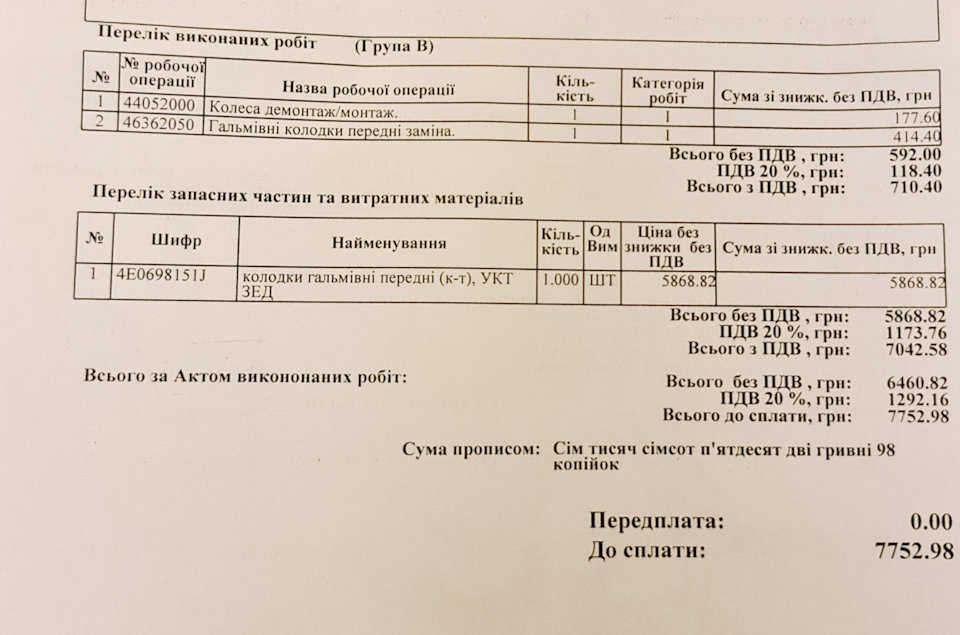 Звіт з обслуговування меого vw phaeton в Україні 1