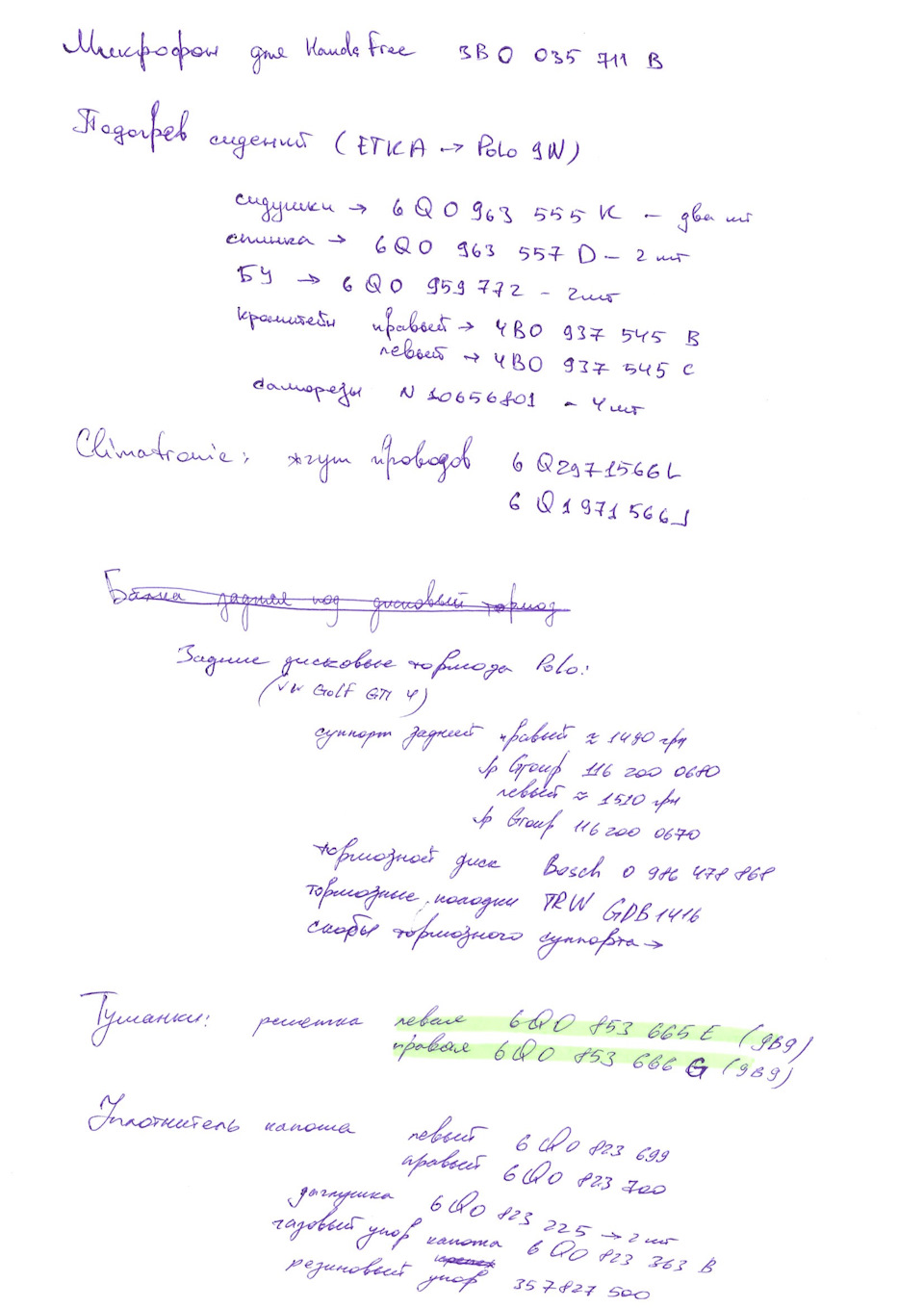 Нереалізоване - Коди запчастин, ніштяків, рідкісних штук тощо 2