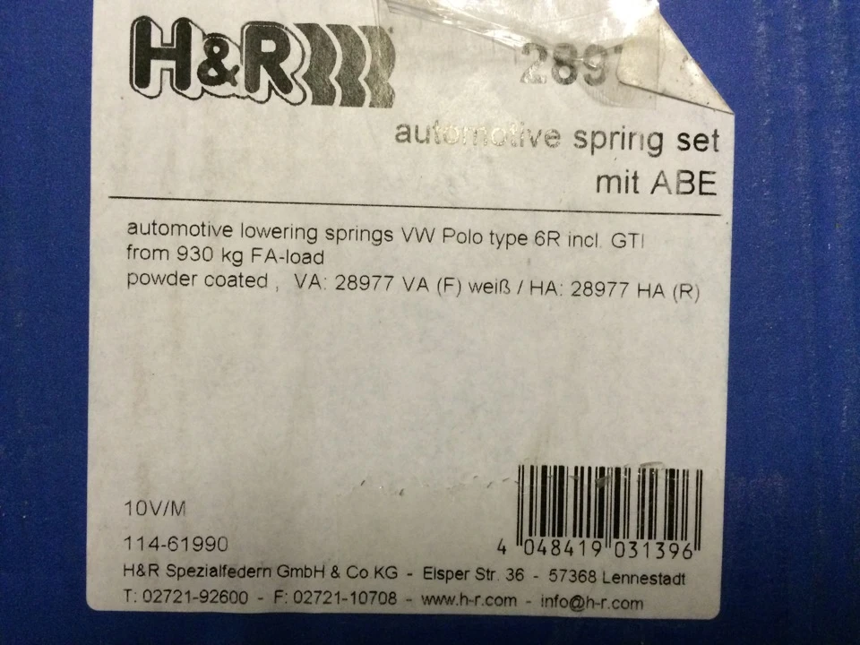 Заниження H&R -25/40mm VA28977