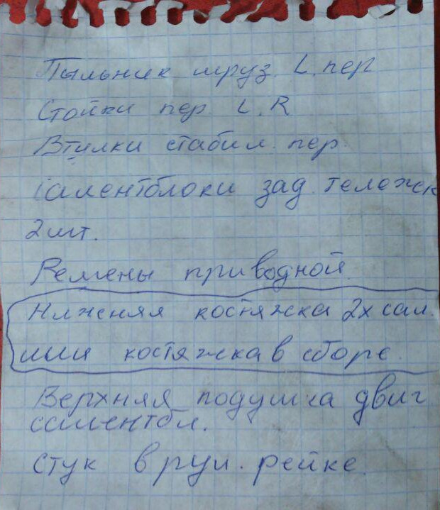 Деталі, які потрібно було замінити або відремонтувати 1