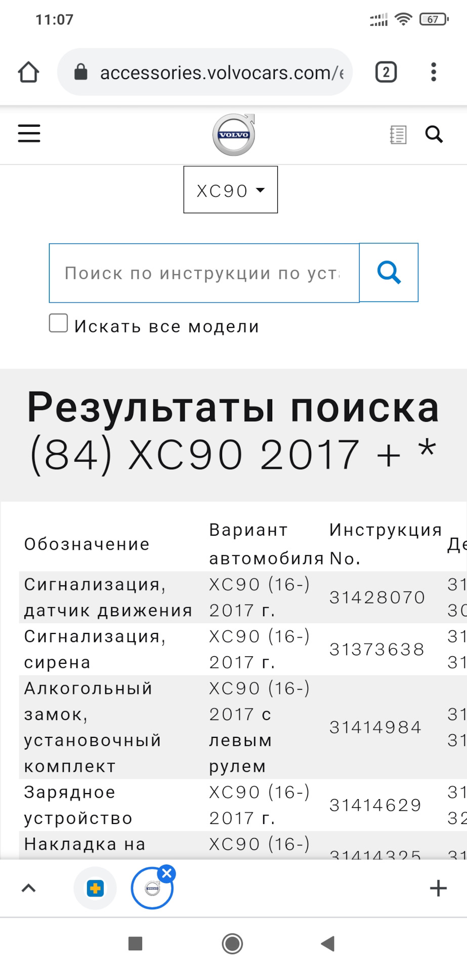 Інструкції щодо встановлення аксесуарів Volvo 1