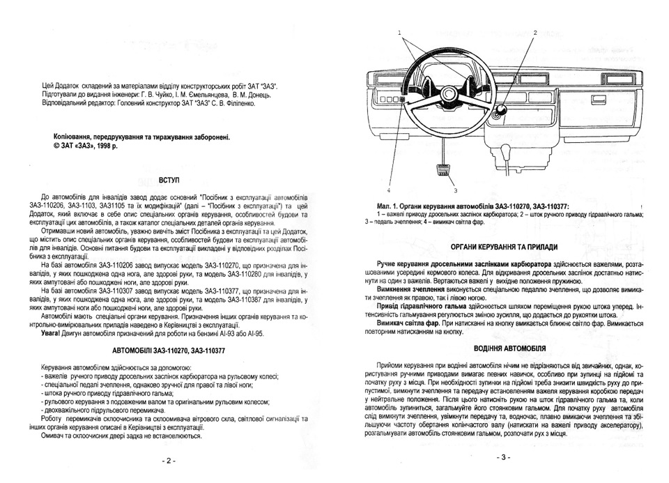 Ручне управління Славута, Таврія ЗАЗ 110270, ЗАЗ 110280, ЗАЗ 110377, ЗАЗ 110387 4