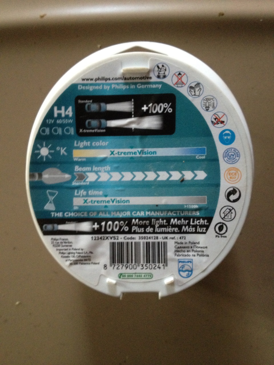 Установка ламп PHILIPS H4 60\65 W 2